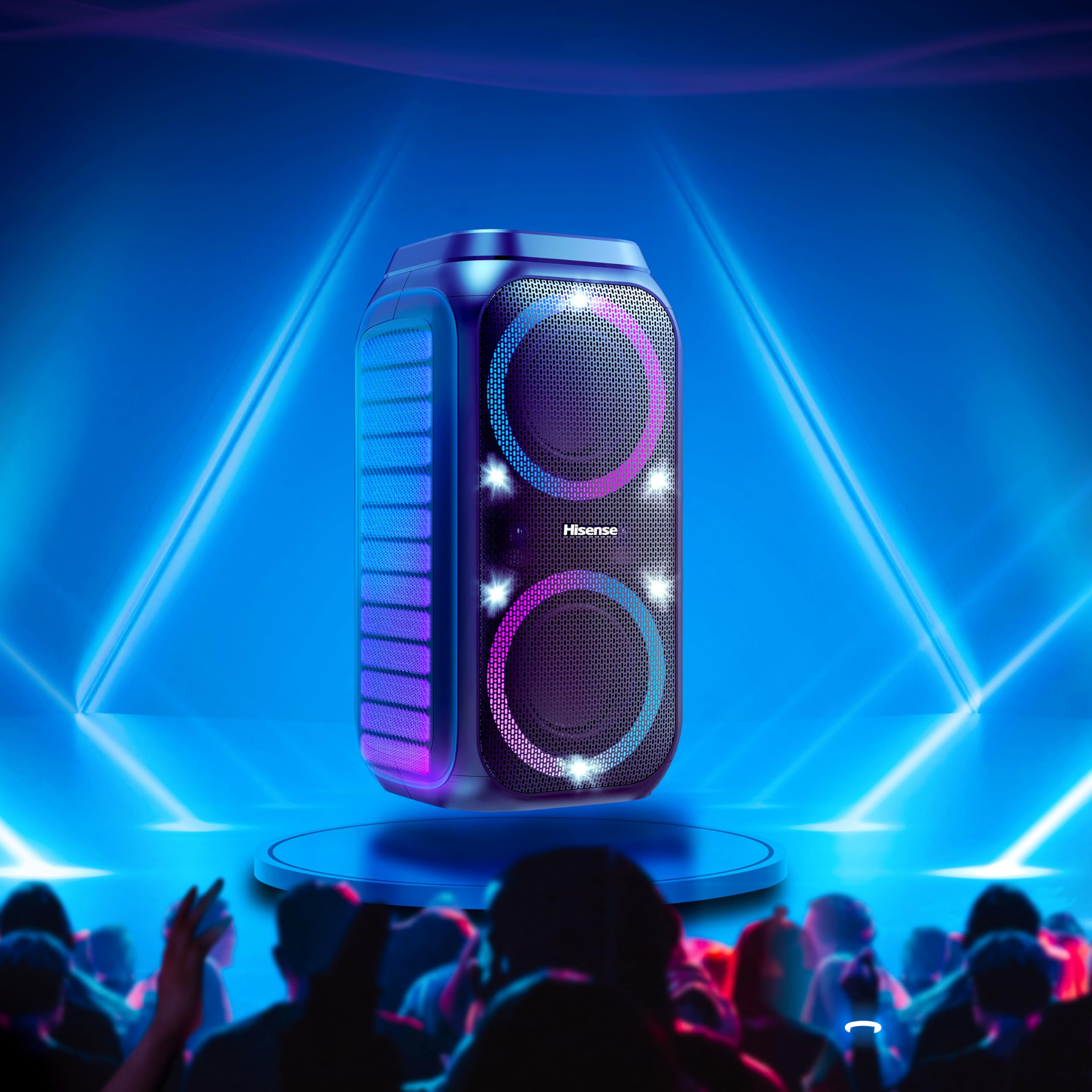Hisense HP160 Party Rocket - Altavoz Portatil, Modo Karaoke, 160W, 5 Efectos de Luz, Batería de hasta 12 Horas de Duración, Modo Dual (2 Altavoces), Plug and Play, Bluetooth, AUX, USB, IPX4