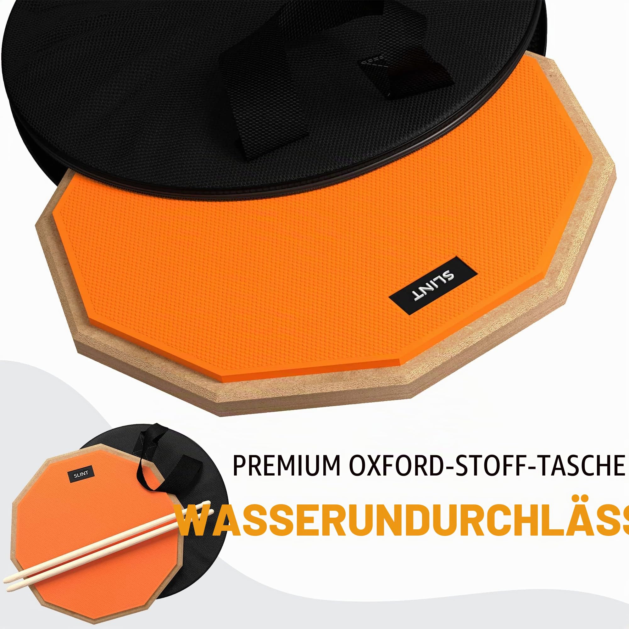 Slint Übungs Drum Pad Snare Drum Stand & Schlagzeug Sticks - Doppelseitiges 30 cm Drum Pad Set & 10 cm Snare Drum - Leises Drumpad Set, Drumpad Ständer & Drumsticks - Schlagzeug Erwachsene & Kinder