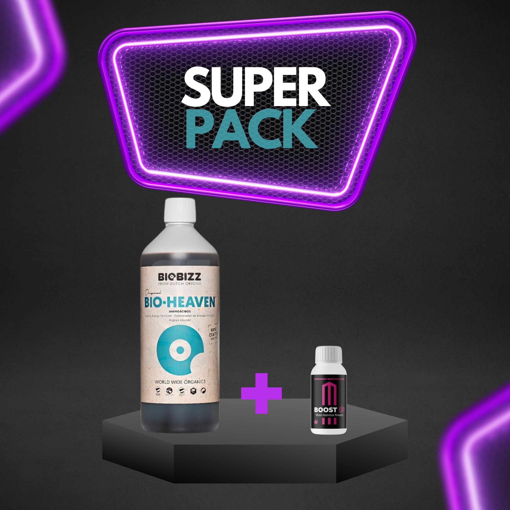 GROWMANIA Bio Heaven von BioBizz 1L + Probe Boost Up + Messbecher | Nährstoffaufnahmeverbesserer | Ideal für alle Pflanzenarten