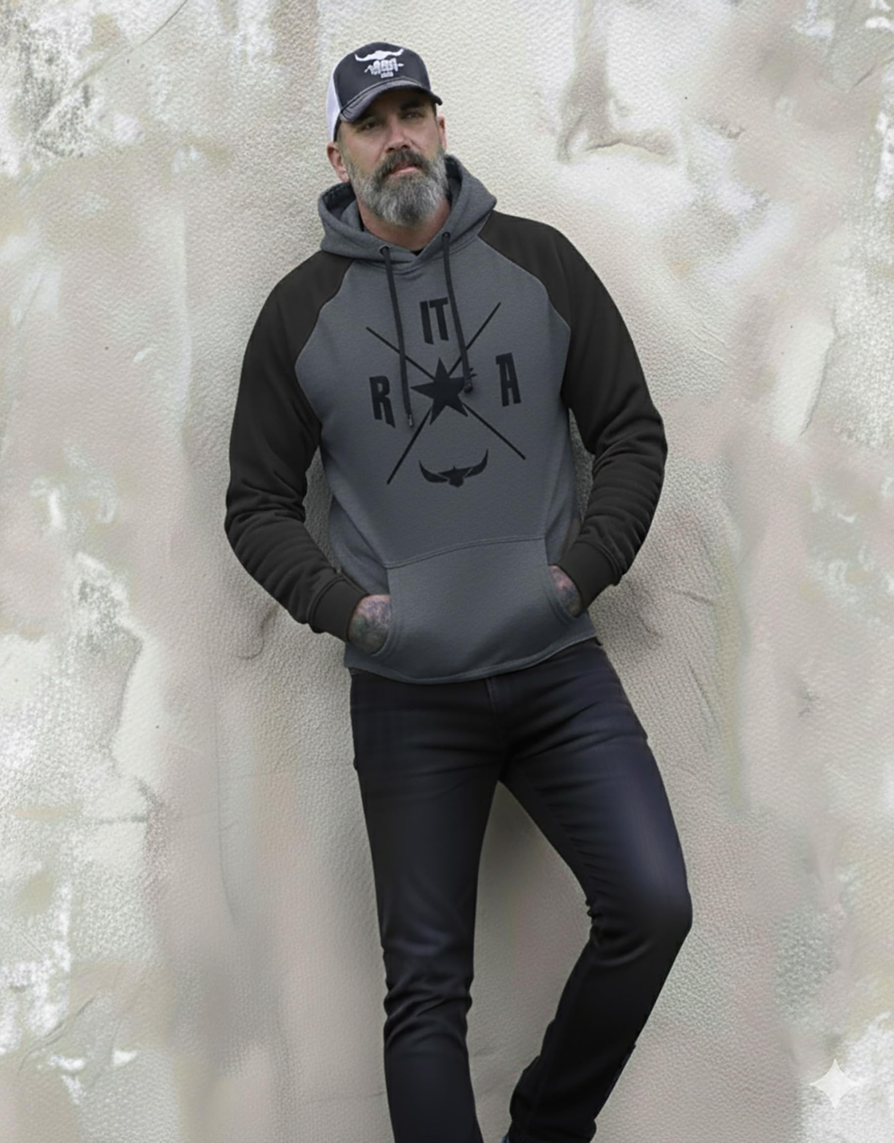 ROCK-IT Apparel Sudadera con Capucha para Hombre Raglan de Dos Tonos Sudadera con Capucha Urban Streetstyle con Capucha Tallas S-5XL Sudadera sin Cremallera Sudadera
