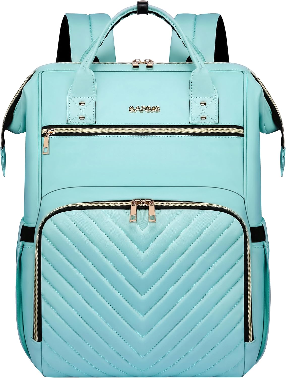 CAFELE Laptop Backpack for Women, Waterproof Travel Backpack Teacher Nurse Business Work College Bookbag, 17.3 inch Laptop Bag Wide Open Design Light Green