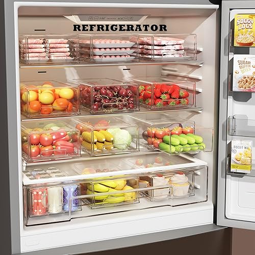 Miniatura 2 de Paquete de 2 cajones de plástico para almacenamiento, cajones de almacenamiento apilables transparentes grandes con cajones, organizador de cajones