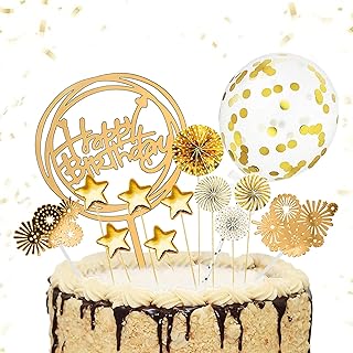 Lot de 13 décorations de gâteau d'anniversaire, décorations de gâteau Happy Birthday, paillettes pour anniversaire, guirlande de bannière Happy Birthday
