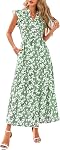 PRETTYGARDEN Women's 2026 Summer Floral Midi Dress Cap Sleeve V Neck Ruffle Long Flowy Boho Casual Beach Vacation Dresses