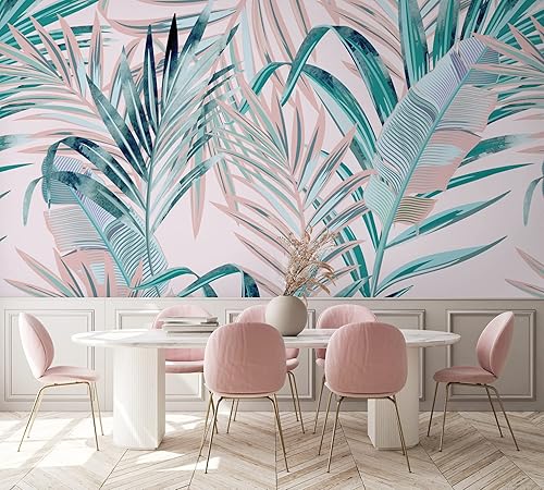 Miniatura 2 de Murwall Pink Leaf Wallpaper Tropical Leaf Wall Mural Exotic Colorful Summer Leaves Wallpaper