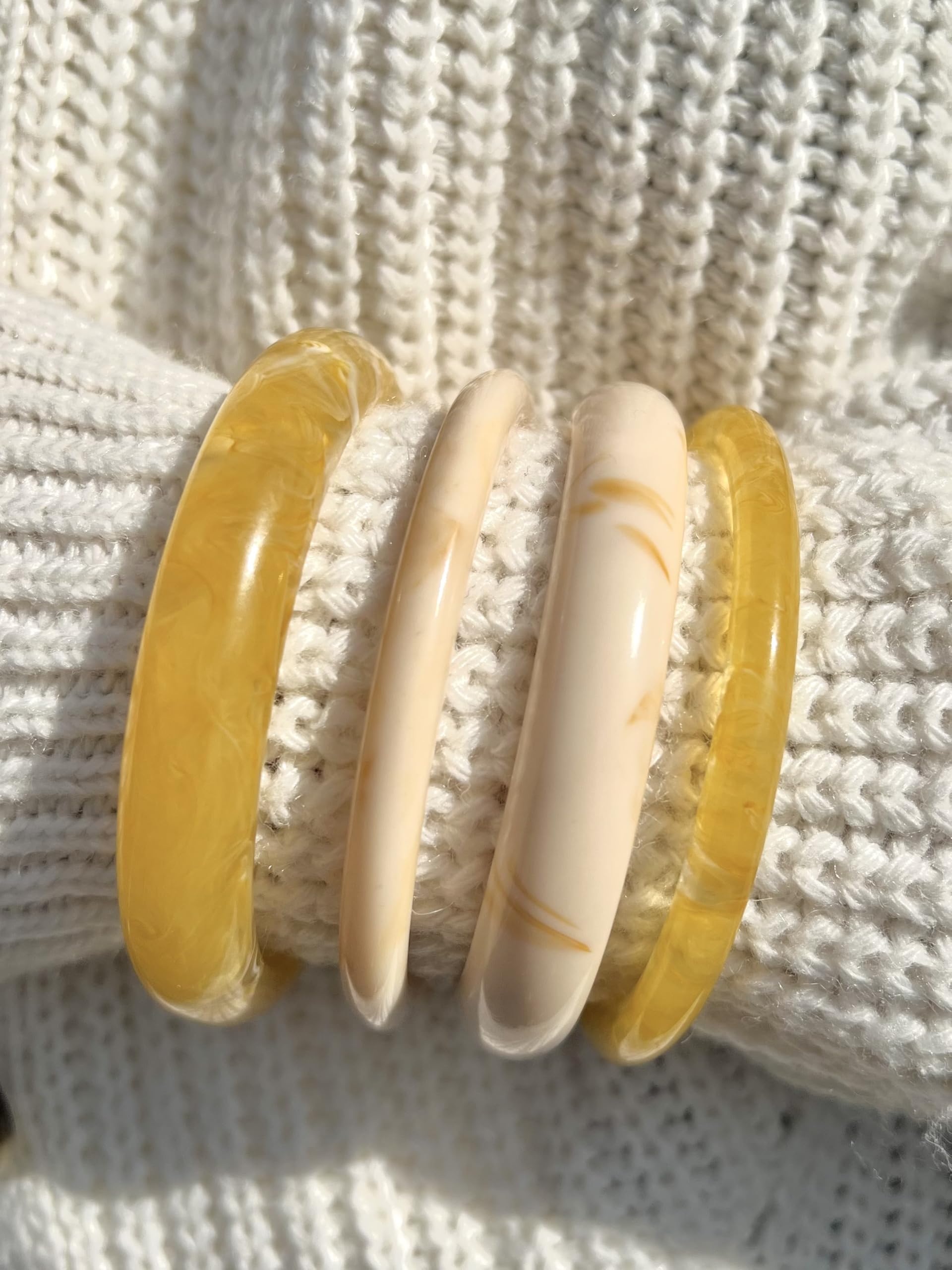 F ME Acrylic Bangles Bracelets for Women, Irregular Acrylic Resin Chunky Bracelets Geometric Fashions Thick Statement bangle Set view 6