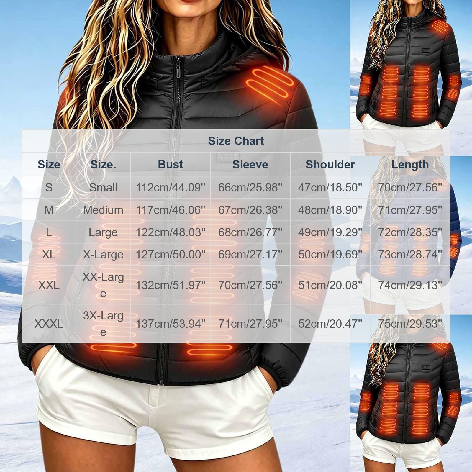 UHouse Beheizbare Jacke Damen Heizjacke Winter Warm Steppjacke mit Kapuze
