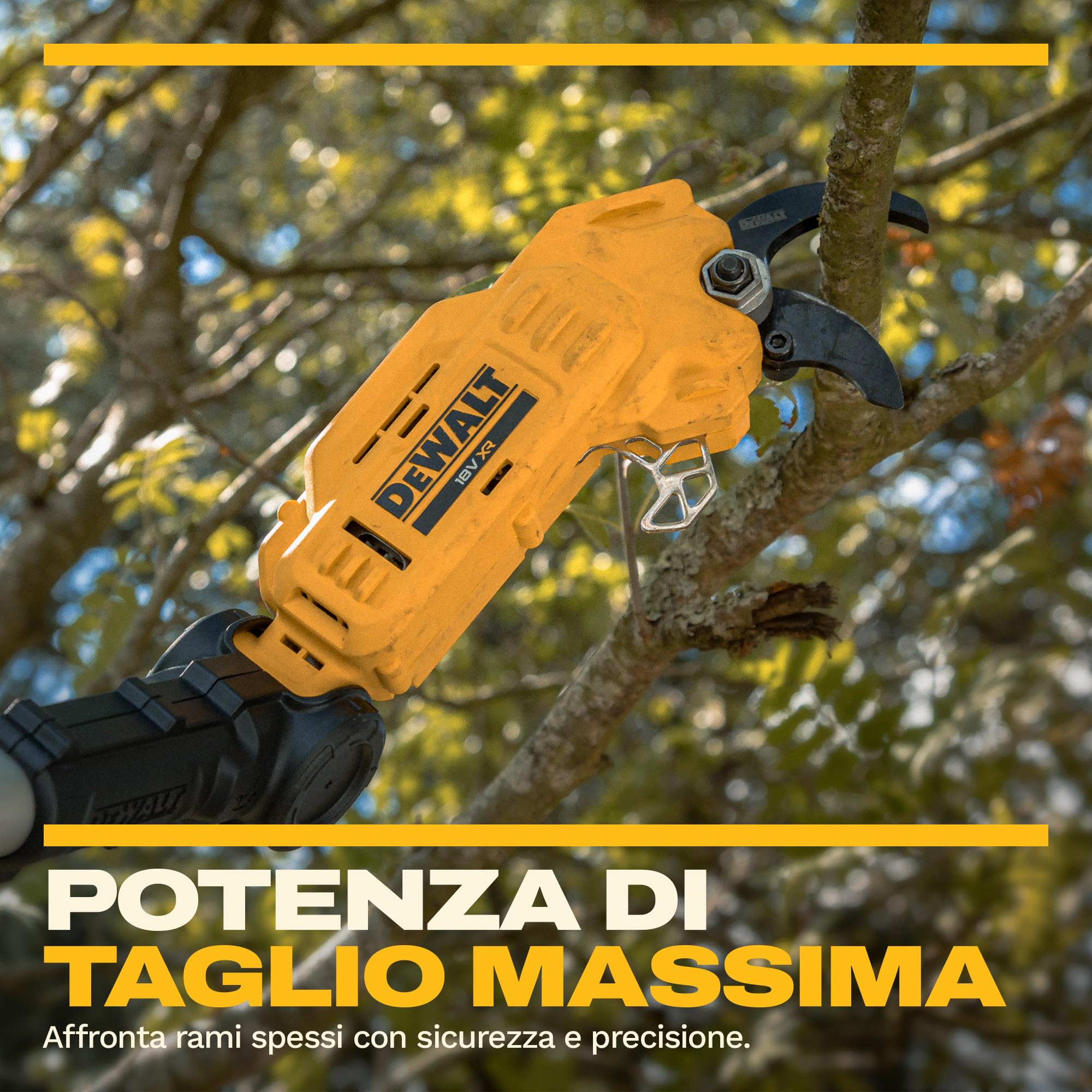 DEWALT 18V XR Potatore ad Asta Professionale; Potente e preciso per il taglio di rami alti, Solo Utensile, DCMPP569N-XJ