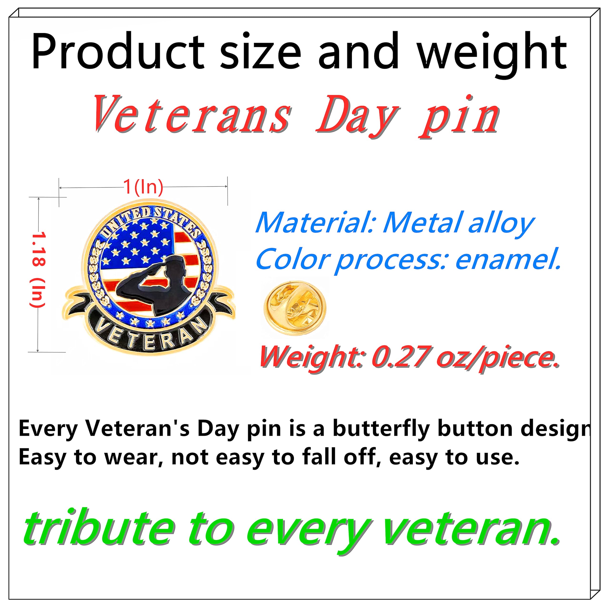 DISCAO 12/25/50/100 broches de veteranos esmaltados, pin de solapa para veteranos estadounidenses, pin de solapa para el Día de los Caídos, para ropa, mochila, sombrero, decoración patriótica militar