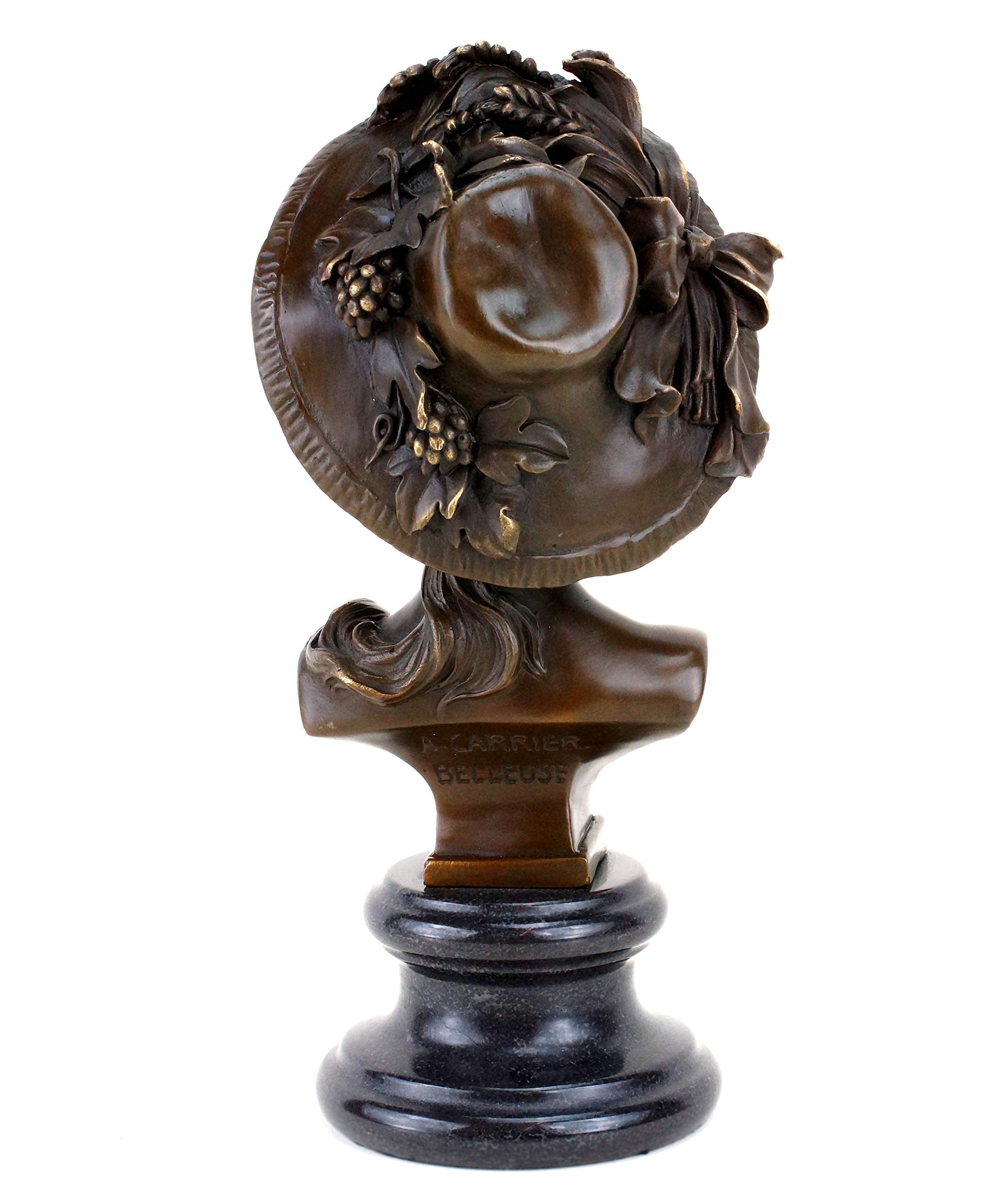Kunst & Ambiente - Busto per ritratti in bronzo, statuetta da donna in stile liberty, autografata, altezza: 26 cm, base in marmo