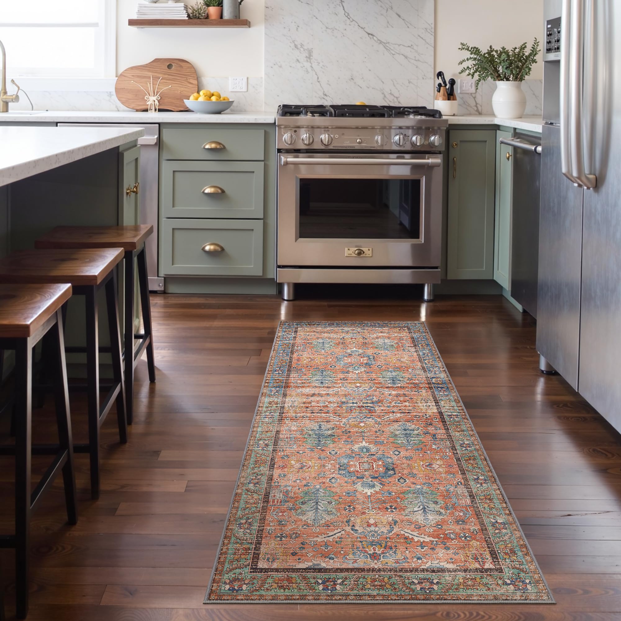 Bavni Runner Rug, Machine Washable Rugs for Bedroom 2x5, Non Slip Boho Rugs with Rubber Backing, Ultra-Thin Folable Rug Runner for Hallways Bathroom,