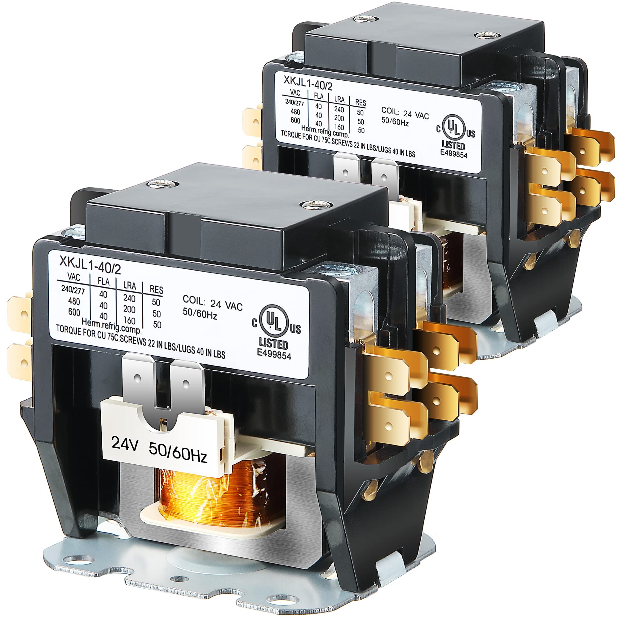 Dreyoo 2 Pack Carrier HVAC Motor Contactor, 24VAC 40 Amp