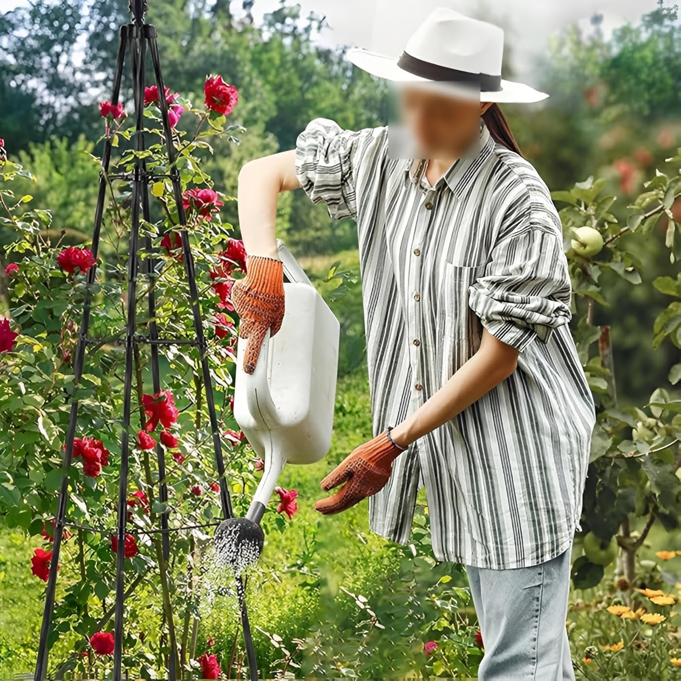 Metal Obelisk Garden Trellis 120cm 160cm Climbing Plants Support Netting, Rose Cage for Outdoor Zucchini Vegetables Tomato Flowers(120cm)