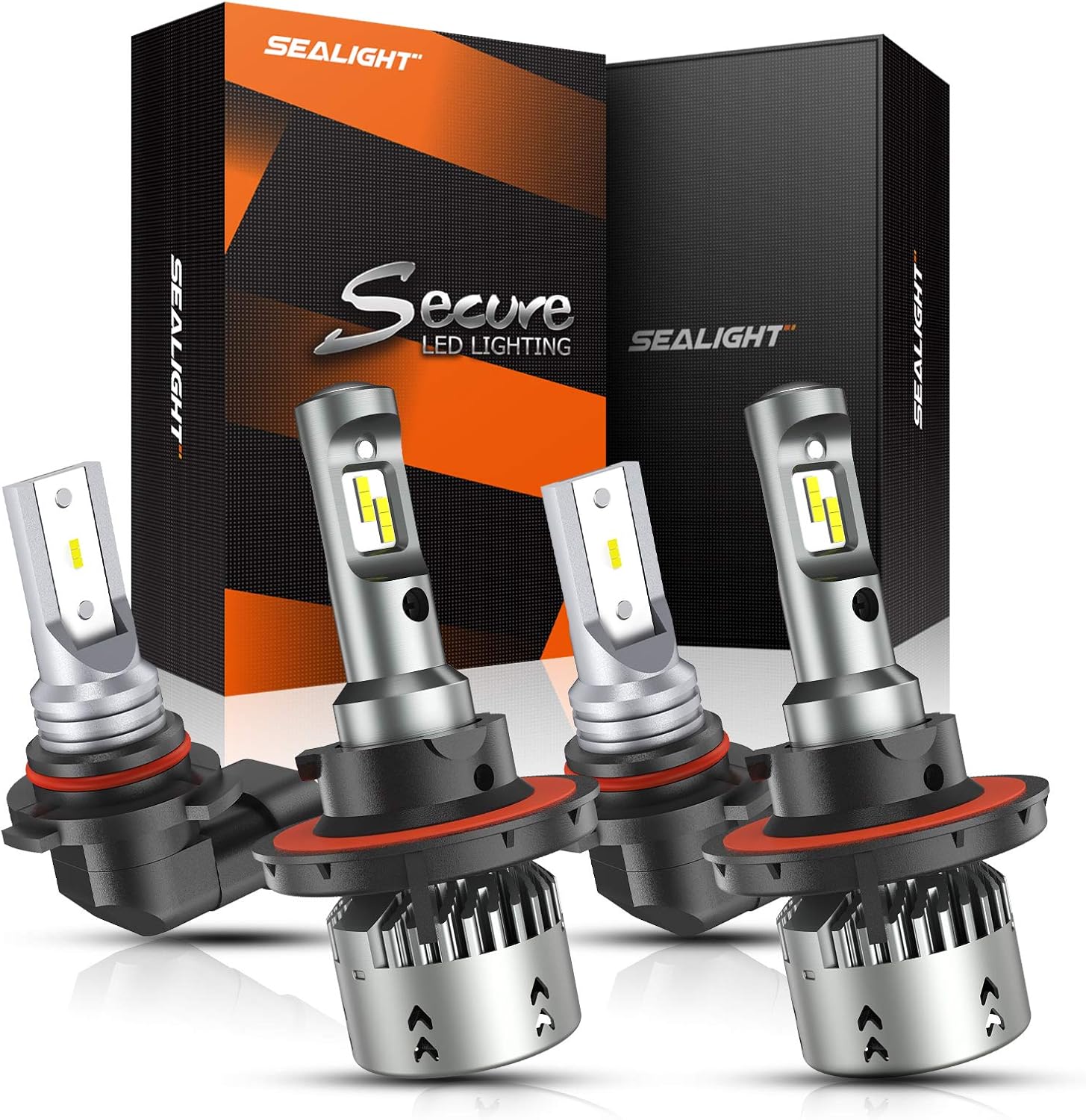 SEALIGHT H13/9008 LED Bulbs H10/9140/9145 Fog Lights Combo 20000 Lumens 1 by 1 Mini Design with Fan, 6500K Cool White CSP Chips Lighting, Pack of 4