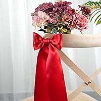 Vista 6 de Cinta de satén roja de doble cara de 3 pulgadas de grosor para decoración de bodas, banda de silla, envoltura de regalos, recuerdo de fiesta