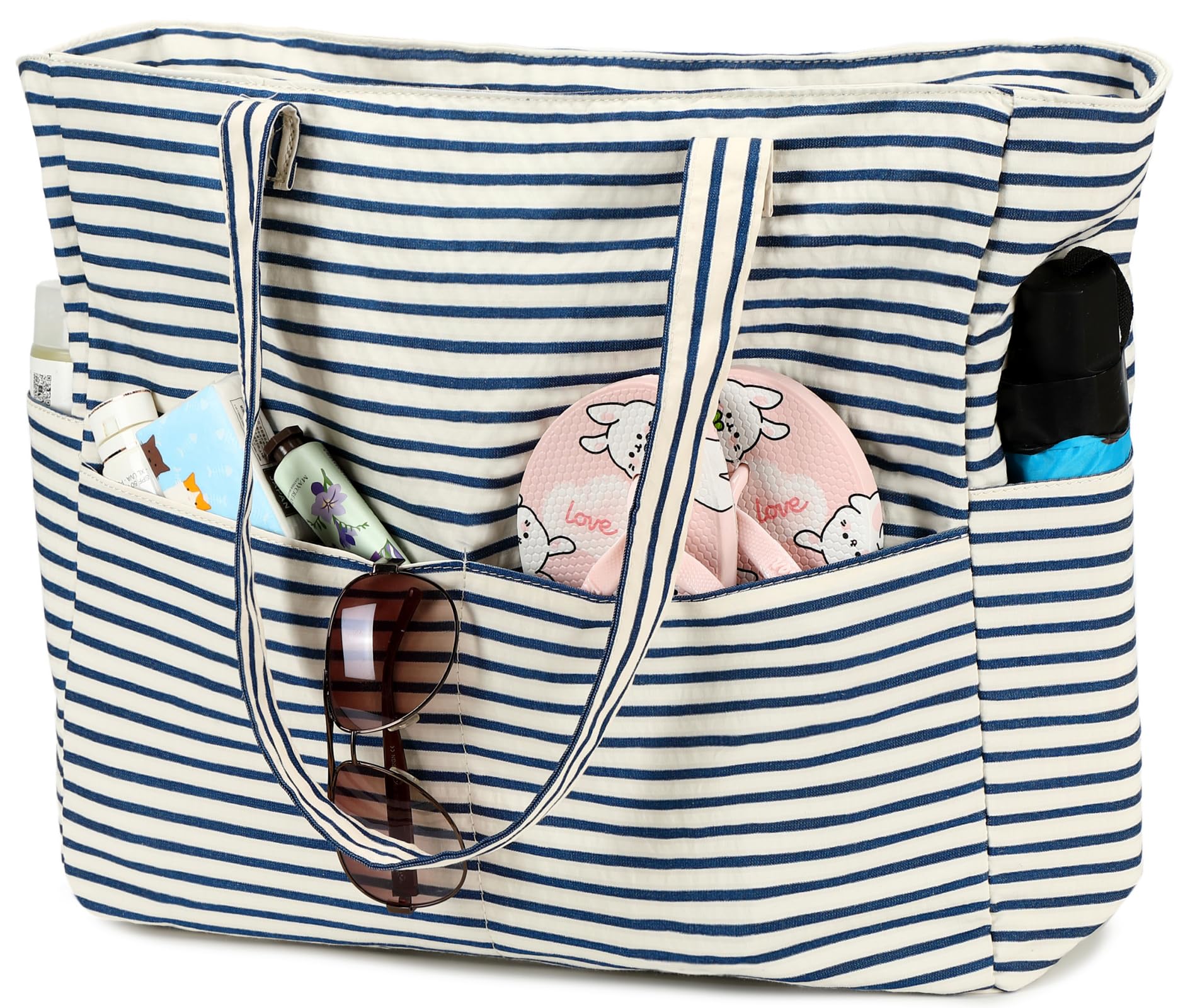 Bluboon Beach Bags for Women, Large Waterproof Tote Bag With Wet Compartment for Pool Weekender Travel Gym