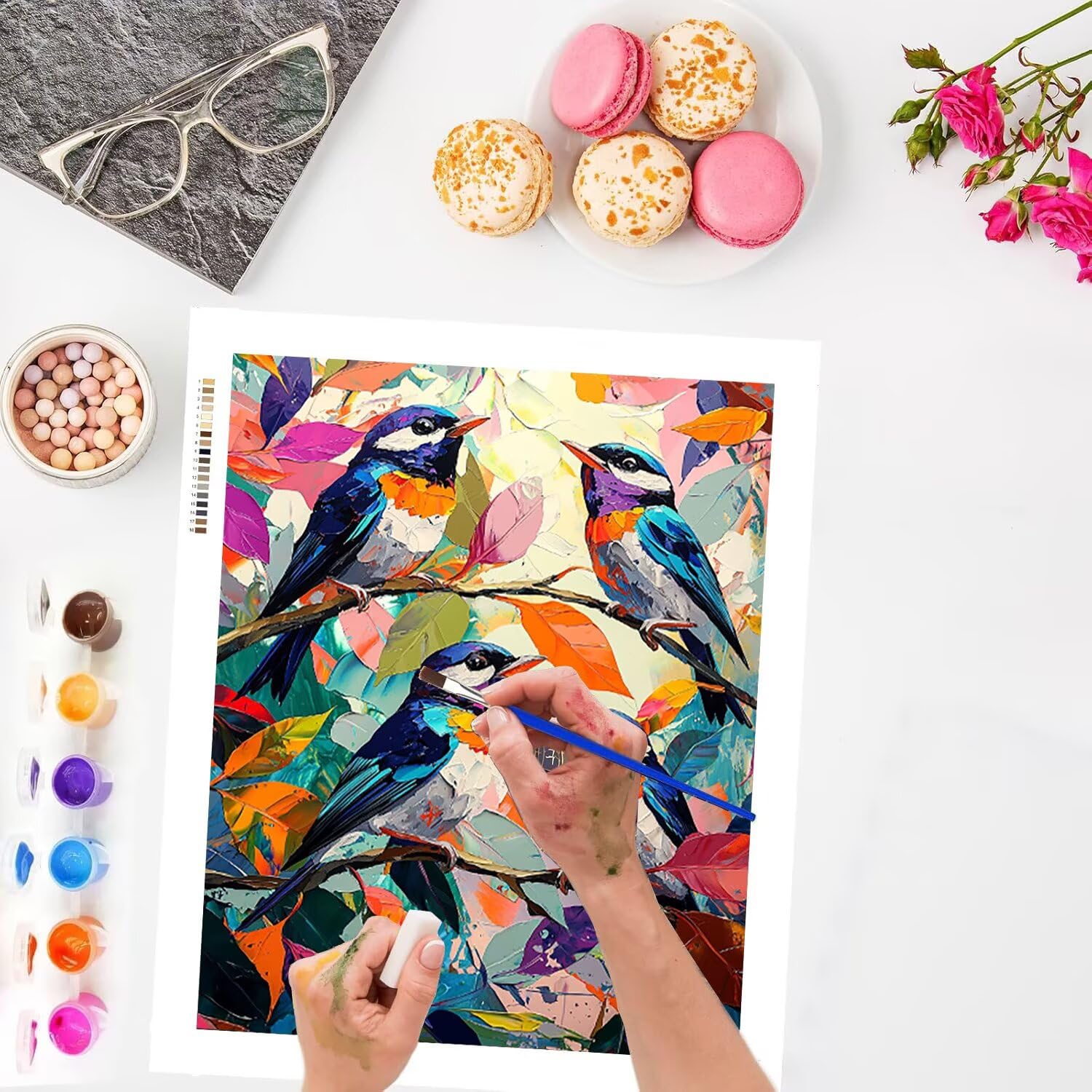 WEISHIWE Malen nach Zahlen Erwachsene Bunter Vogel, 70x90cm x-61 | Handgemalt Ölgemälde Kit für Mädchen Jungen ab 7 8 9 Jahre, Rahmenlos, für die Wanddekoration zu Hause, DIY Acrylmalerei