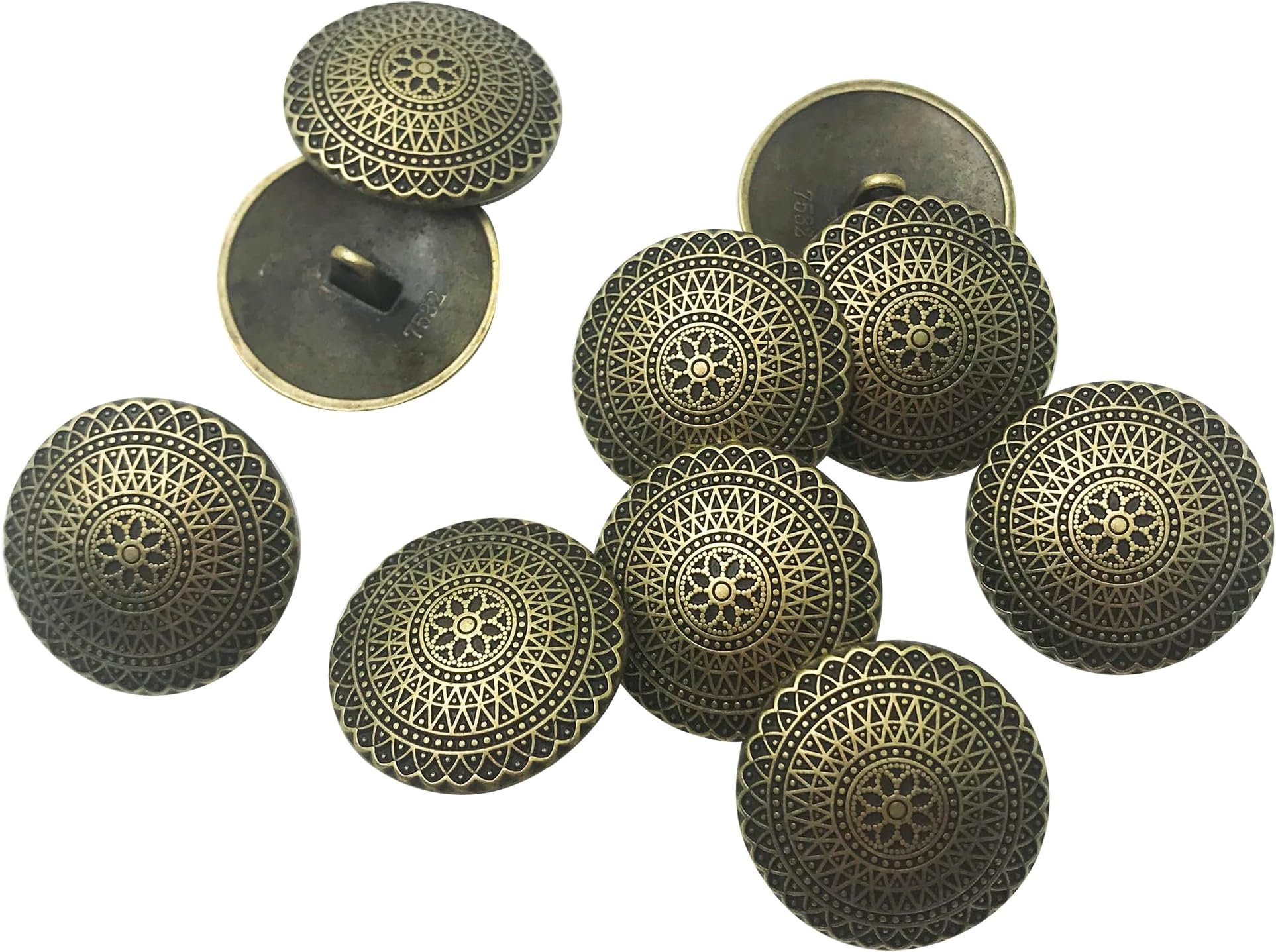 10pcs Clothes Button - Retro 25mm Sewing Button Shank Round Shaped Metal Button Set for Men Women Blazer,Coat,Uniform,Shirt,Suit and Jacket (Bronze) PT1372