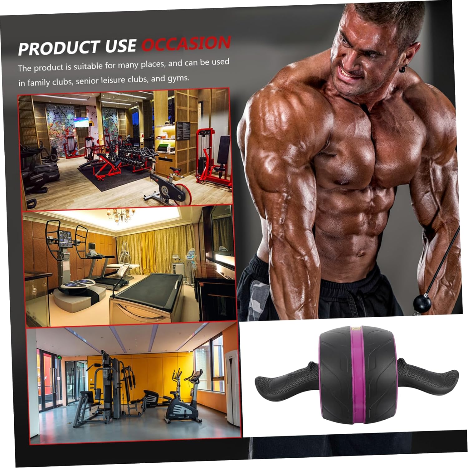 1pc Abdominal Trainer Wheel Exercise Roller Ab Workout Equipment Fitness Equipment Home Gym