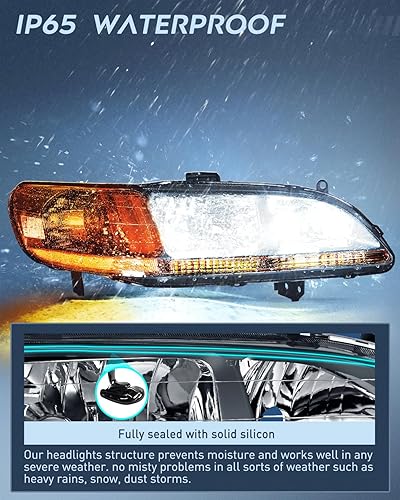 Miniatura 4 de Nilight Conjunto de faros delanteros compatible con Honda Accord 1998, 1999, 2000, 2001, 2002, carcasa cromada, reflector transparente, lente