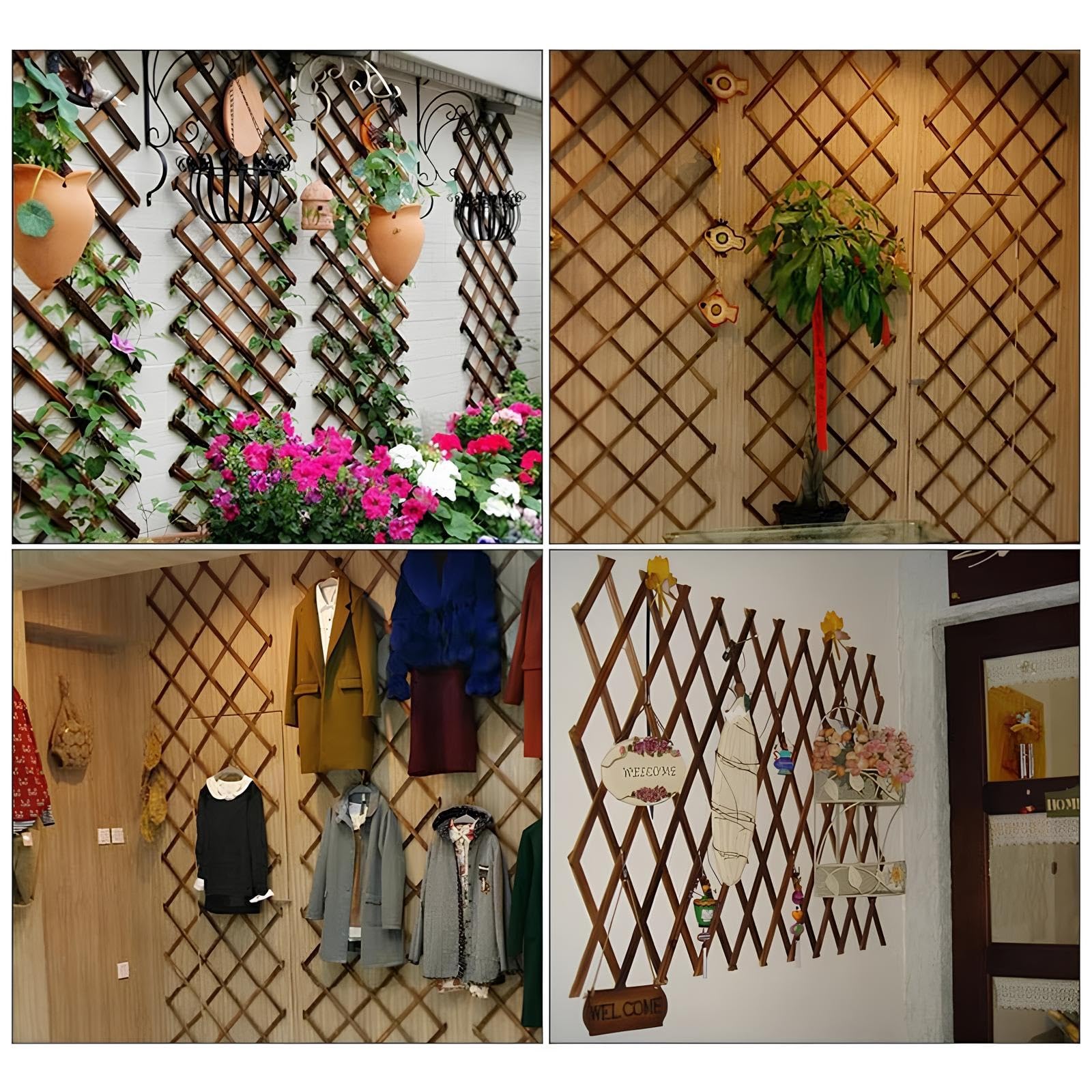 Enrejado De Jardín Expandible,Ayuda para Plantas Trepadoras Valla De Celosía De Madera, Paneles De Celosía para Exteriores para Vid Hiedra Pepinos Rosas(82 * 26cm)
