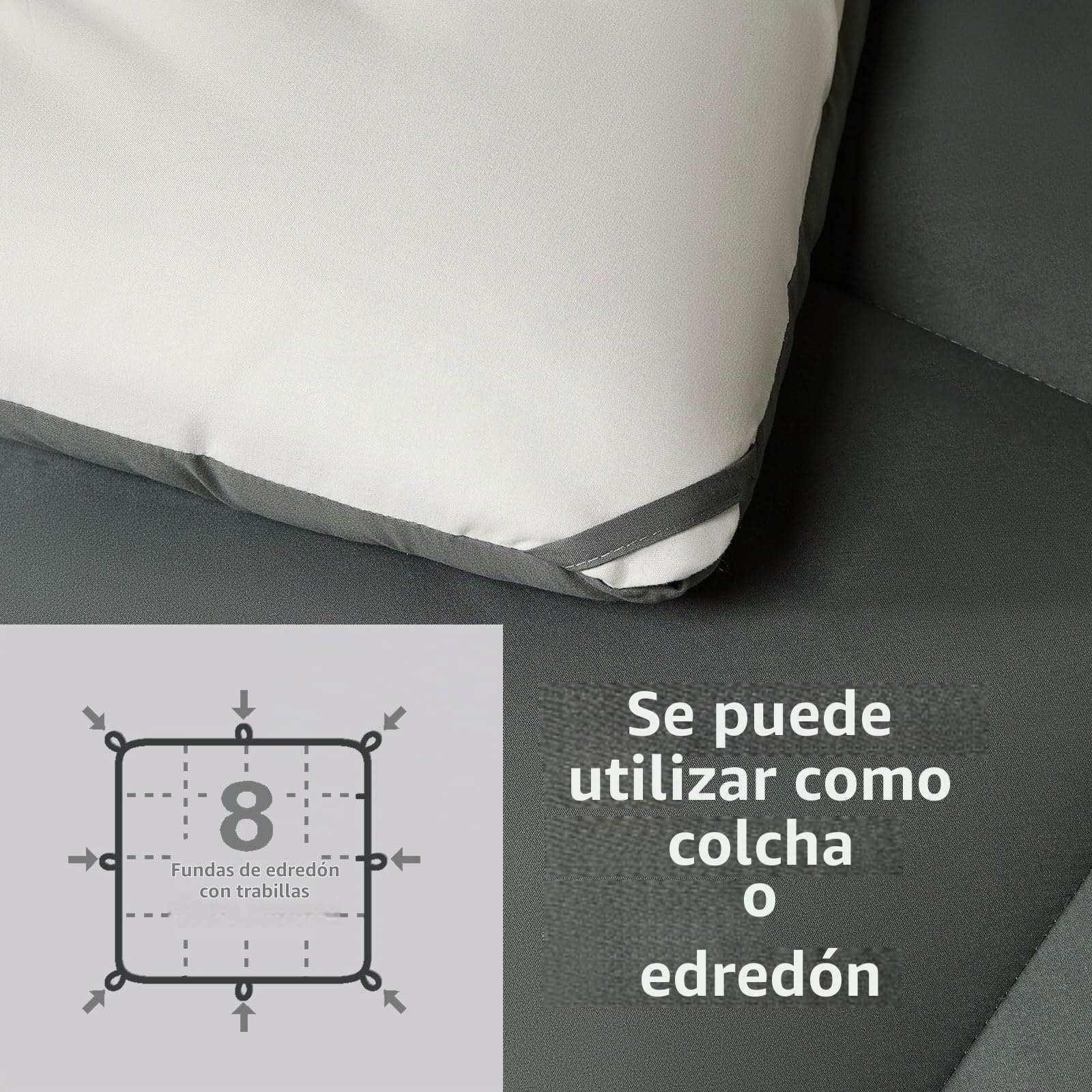 beeweed Reversible Edredón Cama 105/120 Invierno - Relleno Nórdico 200x200 cm de Fibra Oeko-Tex. 400 gr/m² para Cama 105x190, Fibra Suave y Transpirable, con 2 Fundas Almohada