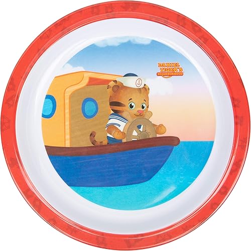 Miniatura 3 de Daniel Tiger - Juego de 5 piezas de alimentación para niños y niños pequeños, incluye plato, cuenco, taza, tenedor y cuchara, cubiertos, duradero,
