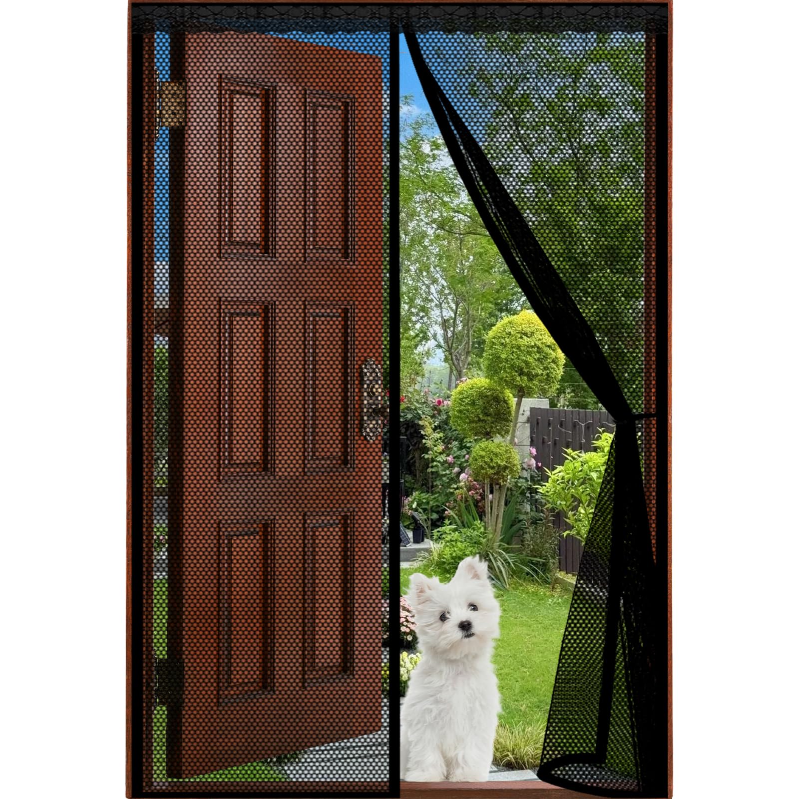 Lijiao Black Magnetic Door Curtain 74 X 195 Cm Keep Bugs Out Lets Fresh Air In, With Powerful Magnets And Full Frame Hook&Loop, No Gap, Magnetic Bug Mesh Curtain, Magnets Door Net Kid And Pet Friendly,