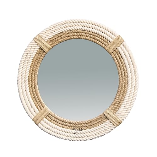 Nautical Hampton Round White Rope Mirror Twisted Rope Home Decor