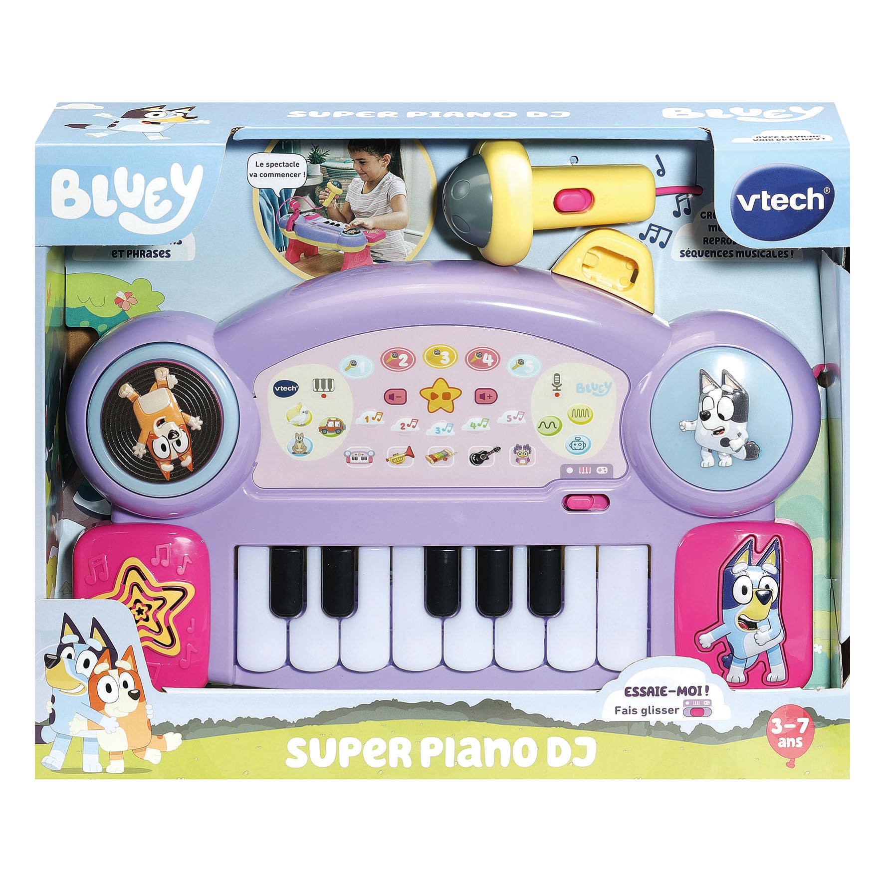 VTech Super Piano DJ Bluey, Piano Lumineux Enfant dès 3 Ans