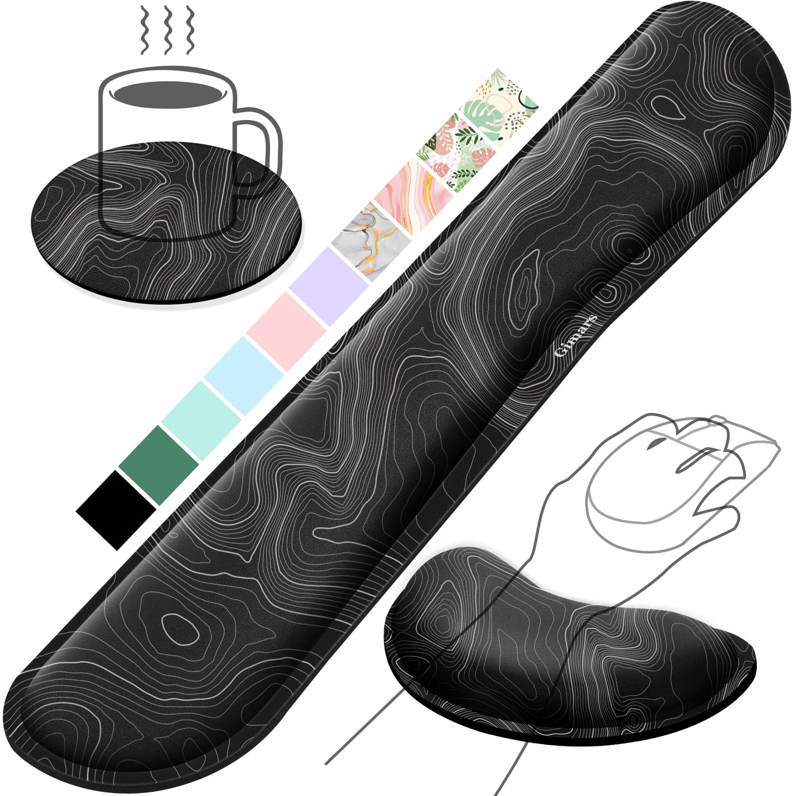 Gimars Upgraden Vergroten Toetsenbord Polssteun Pad, Ergonomische Polssteun voor Toetsenbord en Muis, Polskussensteun met Gelkussen voor Pijnverlichting Bij Het Typen, Kantoor PC, Kaart