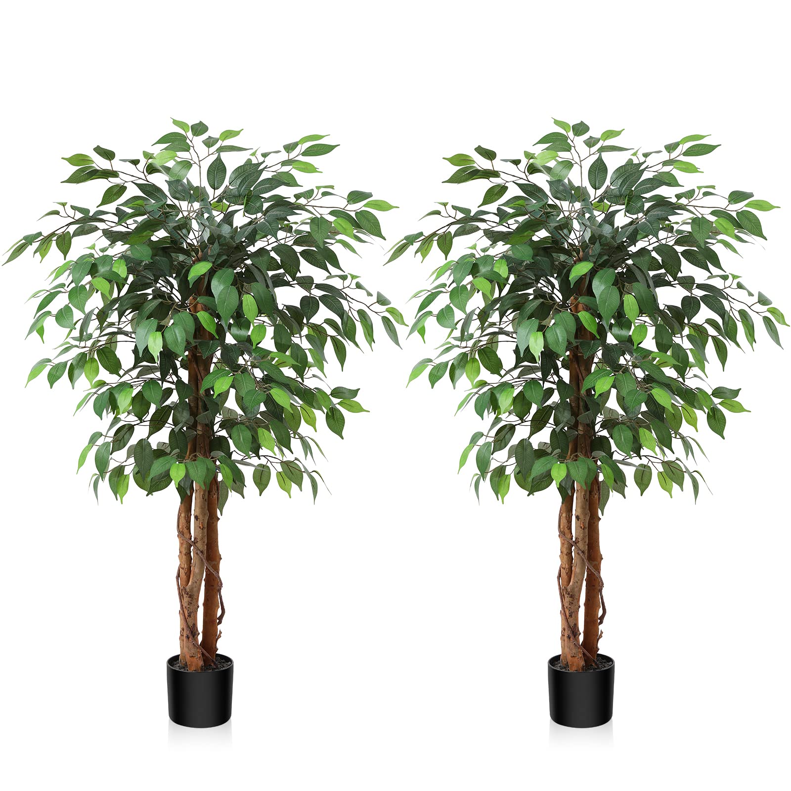 OAKRED 4FT Artificial Ficus Tree with Natural Wood Trunk