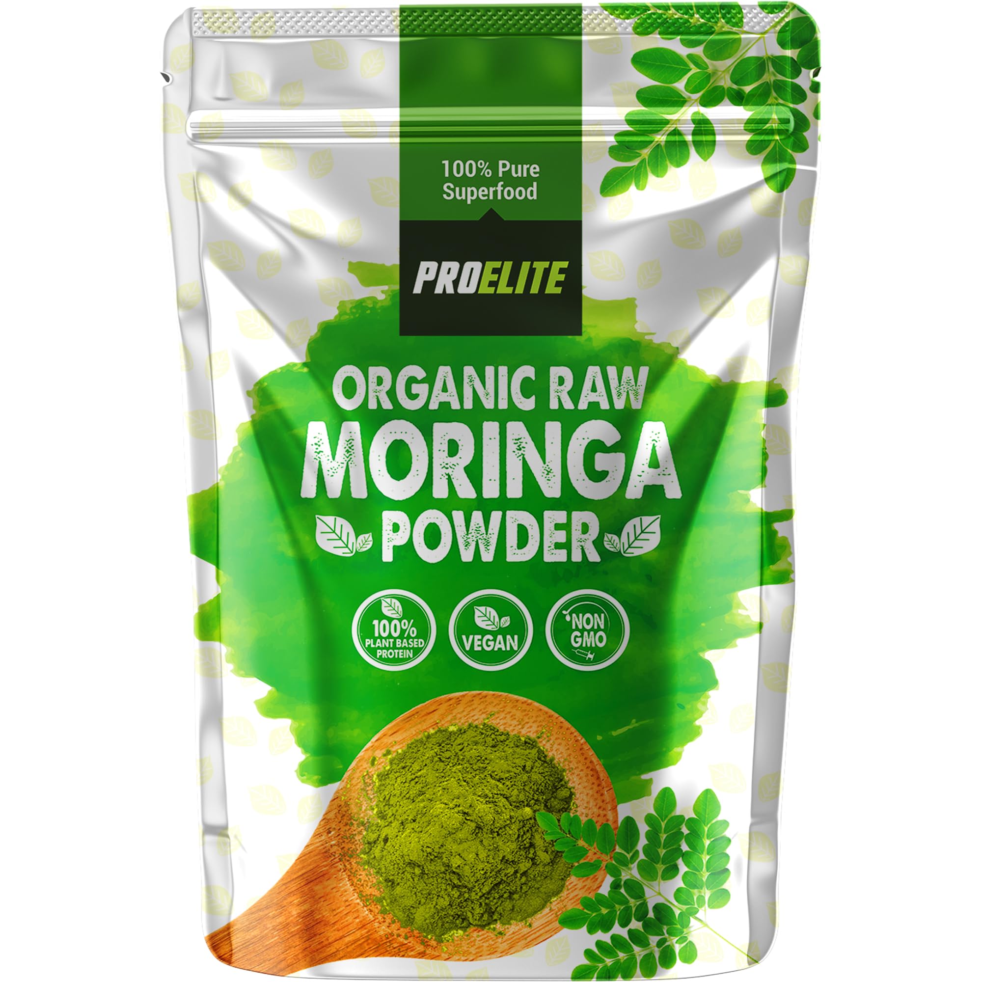 Moringa Powder 250g - Certified Organic Moringa Oleifera Leaf - 100% Raw Natural Gluten Free Superleaf Superfood Powder for Smoothies & Juices PROELITE
