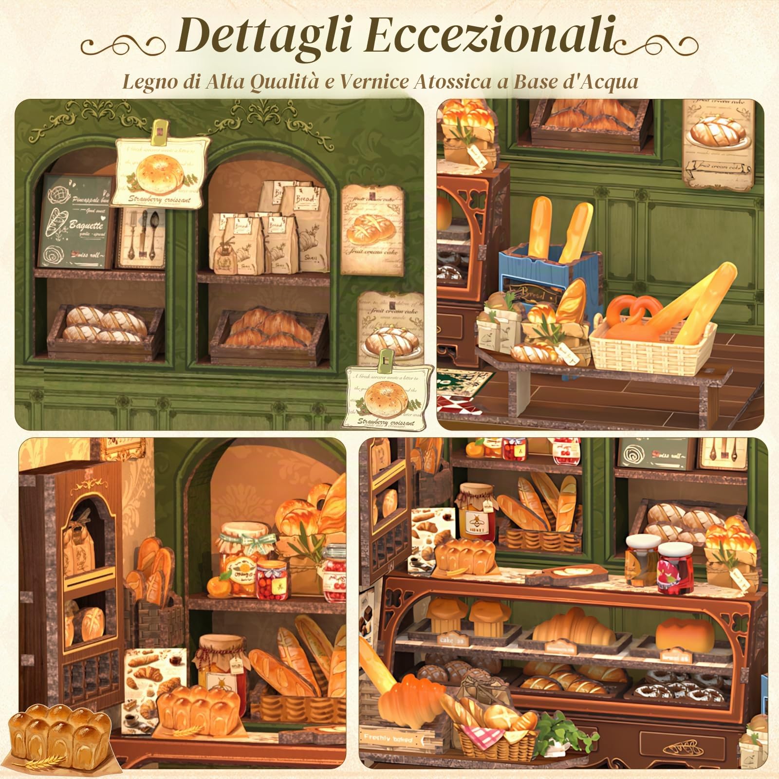 Cutefun DIY Case delle bambole Book Nook Model Kit, Reggilibri Scaffale Inserto Decorazione con Luce LED,Kit di Costruzione di Modellini in Legno per (MRS.HUNT BAKERY)