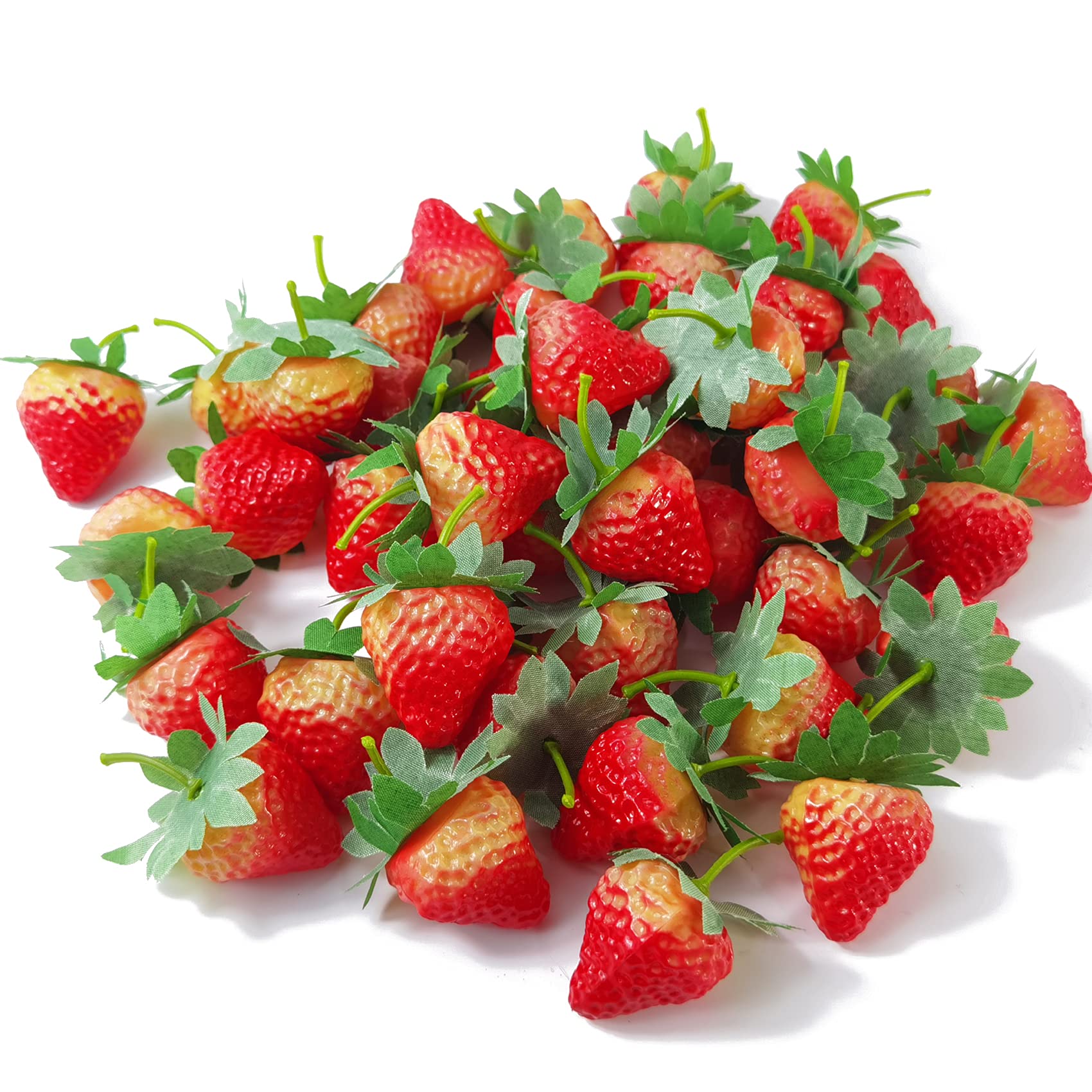 ROYHOO45PCS Artificial Strawberries Lifelike Simulation Realistic Plastic Strawberry Fake Fruit Kids' Room Decor Wedding Ornament Party Festival Decoration Photography Props Basket Display Decor