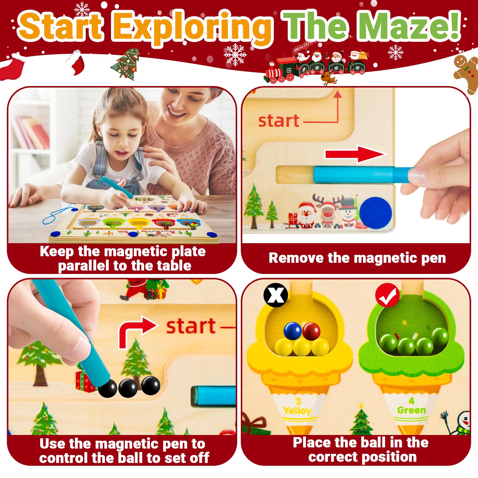 RunHero Montessori toys from 1 year labyrinth wooden magnetic game learning games motor skills toy sorting game children's toy gift for from 2 3 4 5 6 7 8 years children girl boy - Image 3
