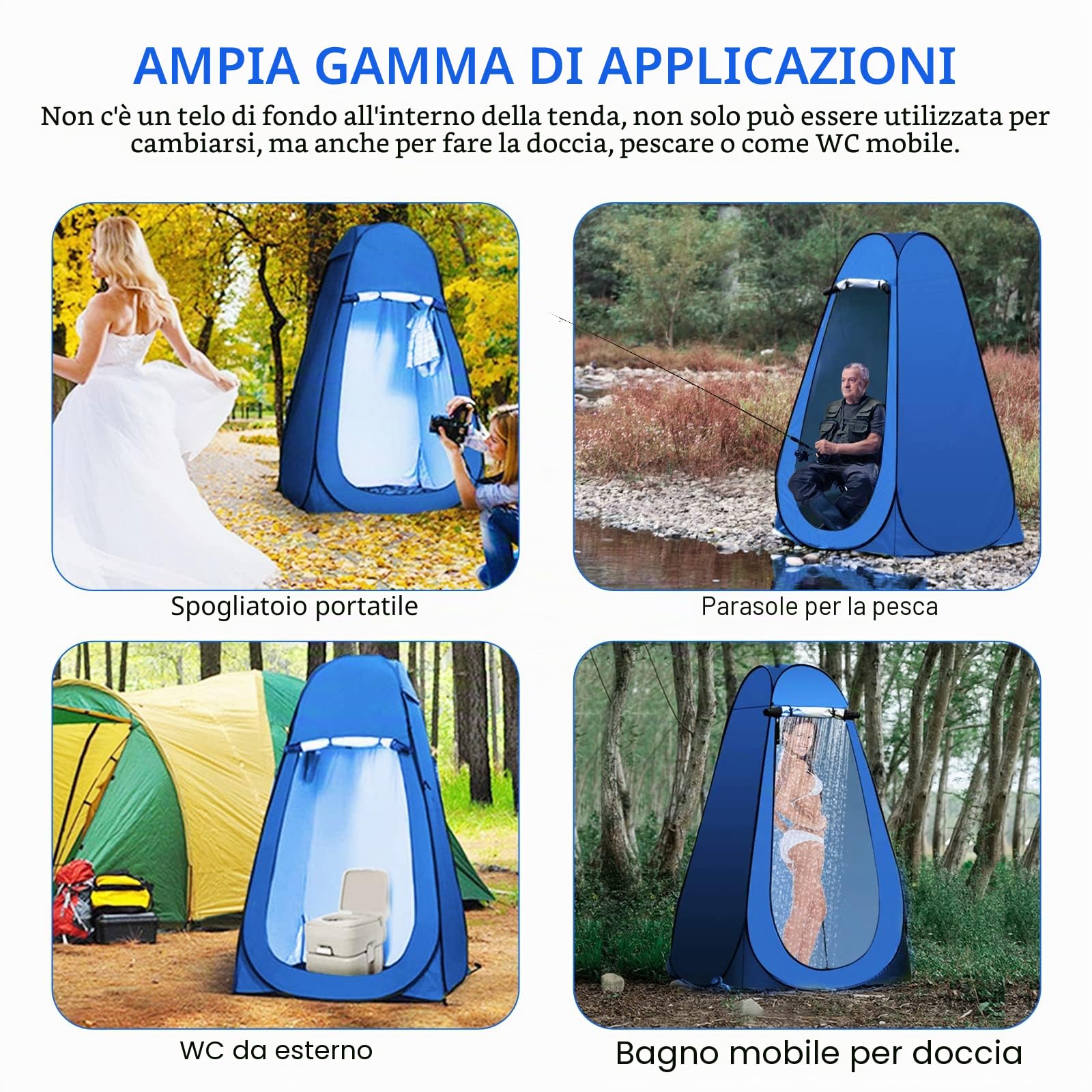 Tenda pop-up con protezione per la privacy, da campeggio, per la privacy, per esterni, campeggio, roulotte, picnic, doccia, pesca, blu