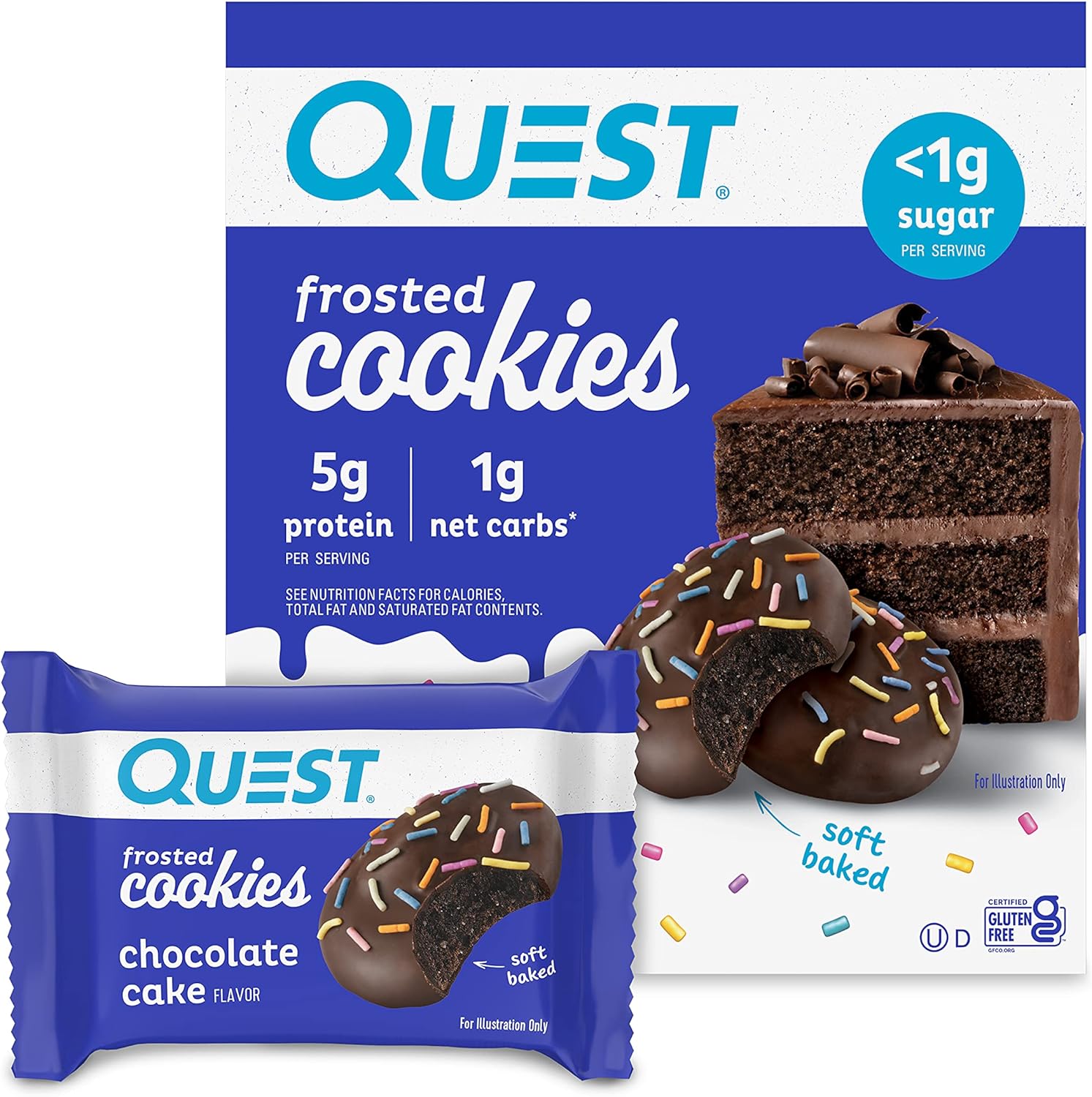 Quest Nutrition Chocolate Cake Frosted Cookies, 24 Count