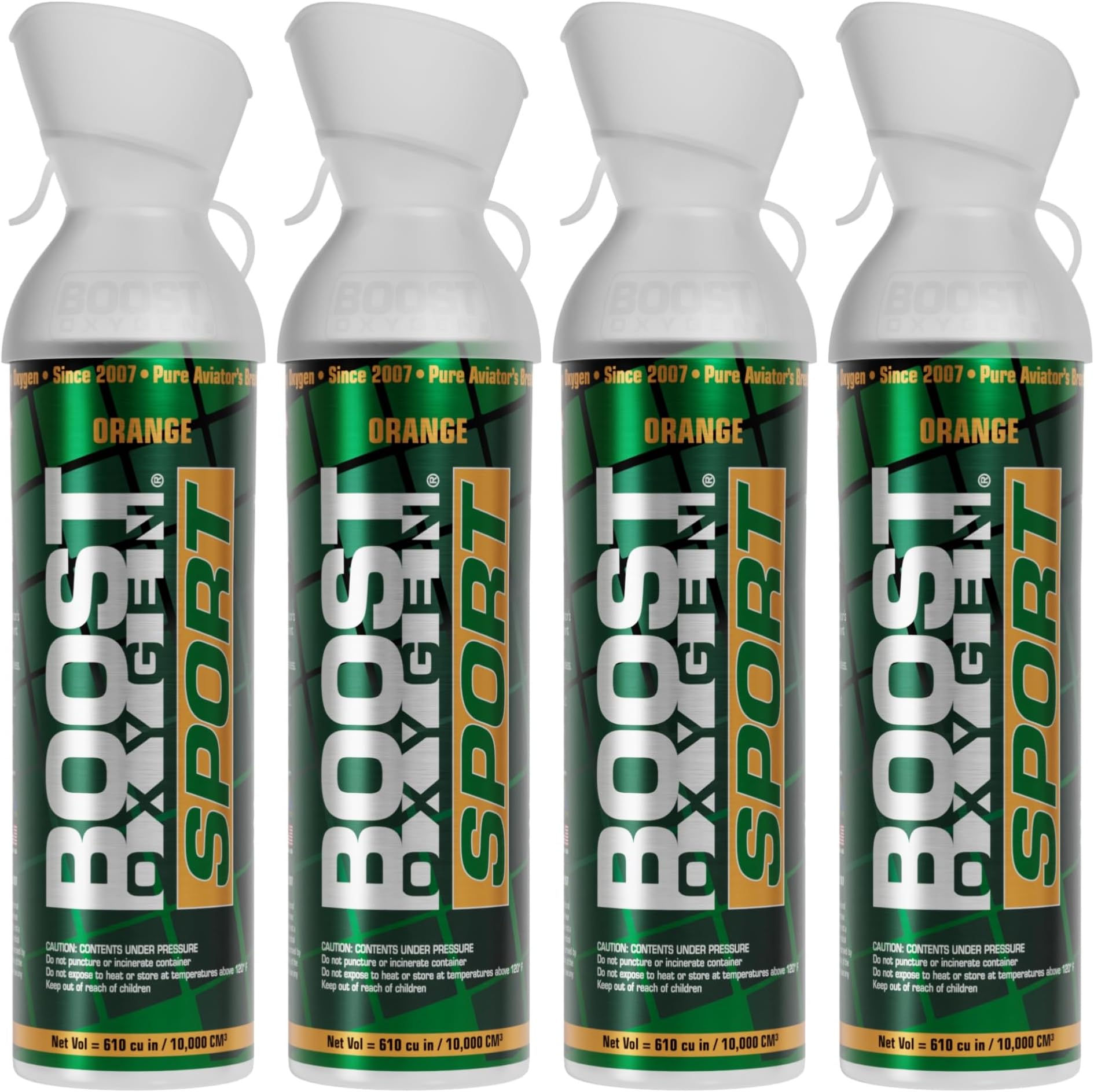 Large Sport Orange Aroma 10L Canister | Respiratory Support for Aerobic Recovery, Altitude, Performance & Health (4 Pack)