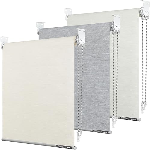 Miniatura 7 de Persianas enrollables 100 % opacas, para oscurecer la habitación, con tela aislante térmica, con cadena, para el hogar y la oficina (beigeplateado