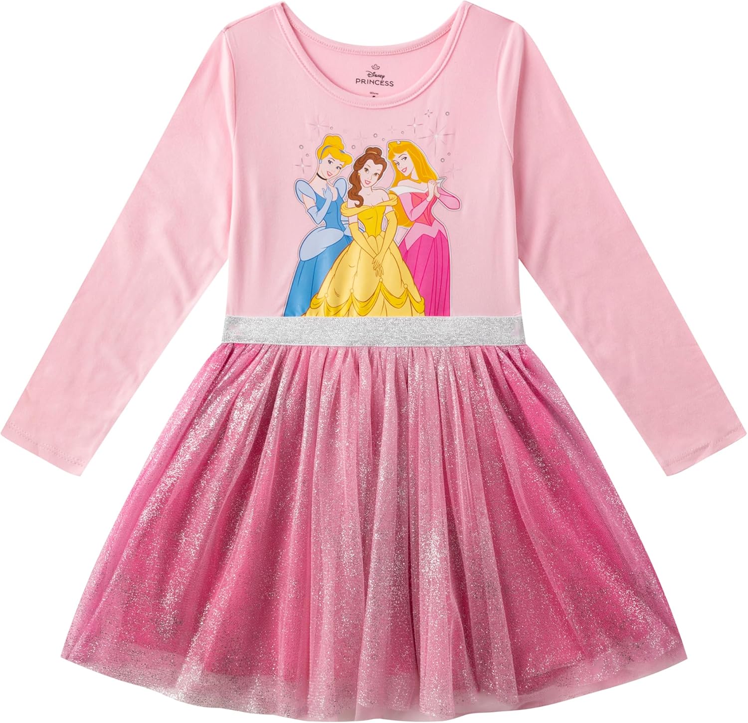 Disney Frozen, Minnie Mouse, Princess Girls Long Sleeve Dress for Toddlers and Big Kids