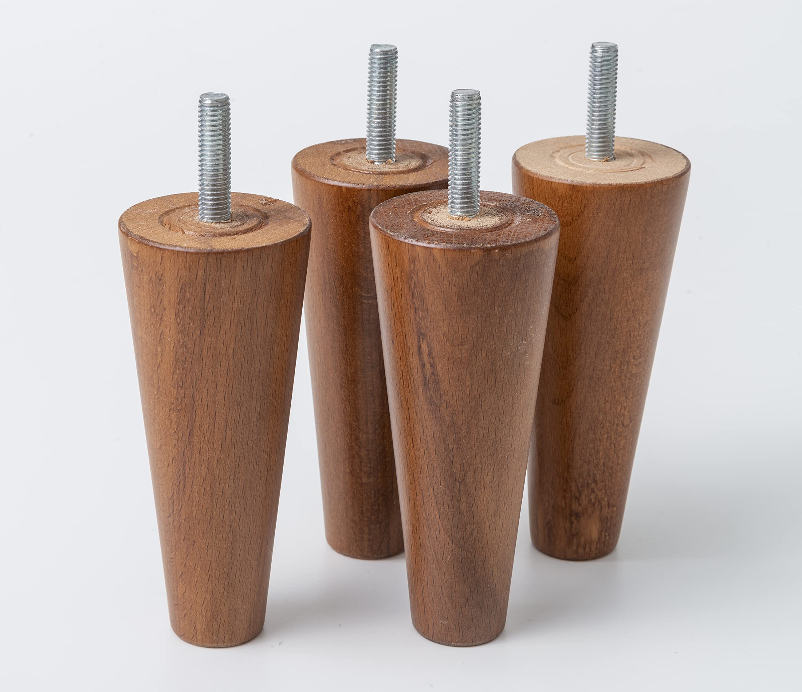 IPEA Meubelpoten van hout, kleur walnoot, gemaakt in Italië, set van 4 poten met conische vorm voor kasten en stoelen, poten walnoot, hoogte 100 mm