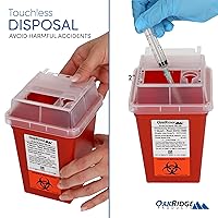 Vista 3 de OakRidge Products Bote de basura para desechos punzantes y biológicos, de 1 cuarto de galón.