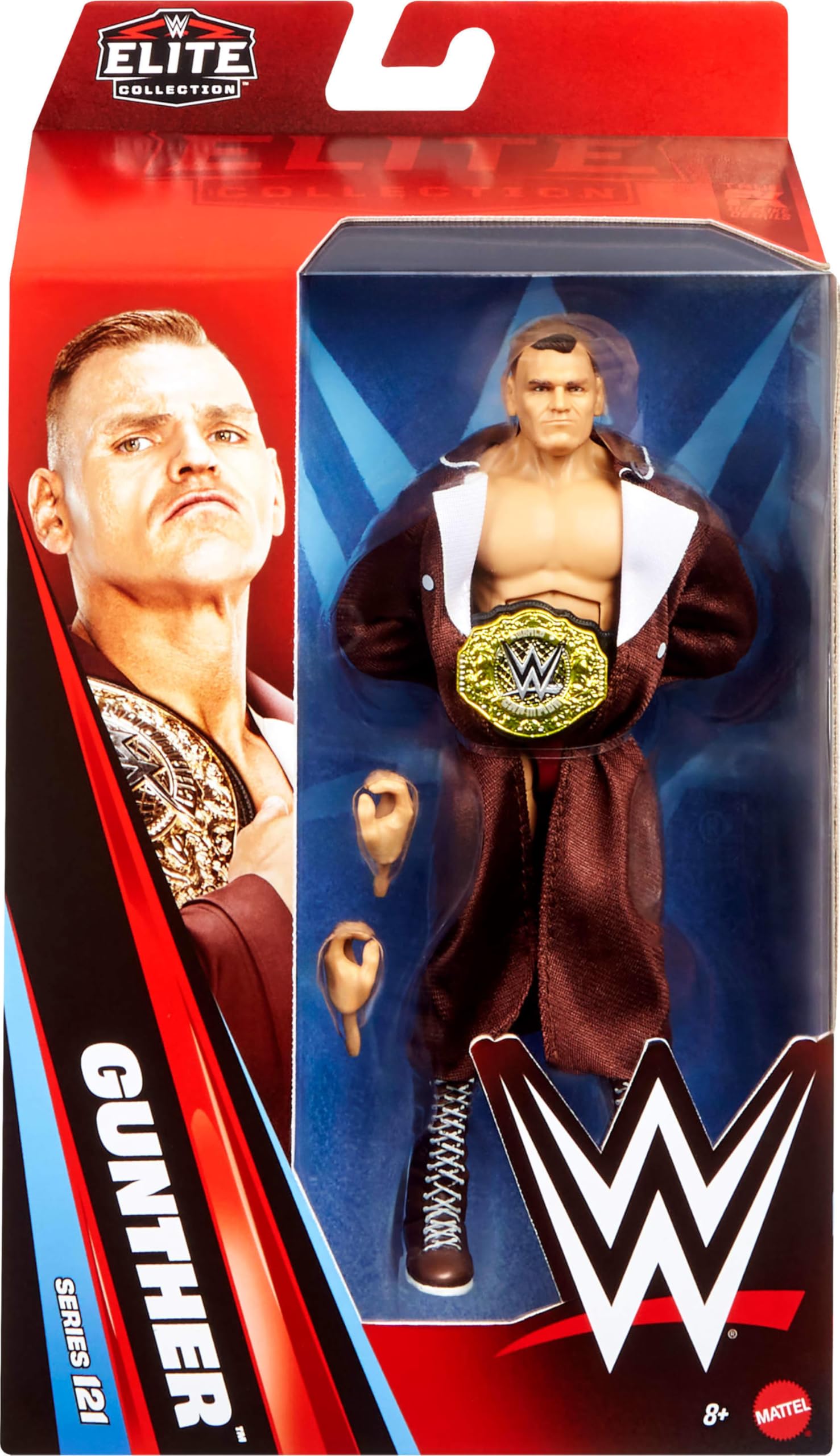 Mattel WWE Elite Action Figure & Accessori, Serie #121, Gunther da collezione da 6 pollici con 25 punti di articolazione e mani intercambiabili