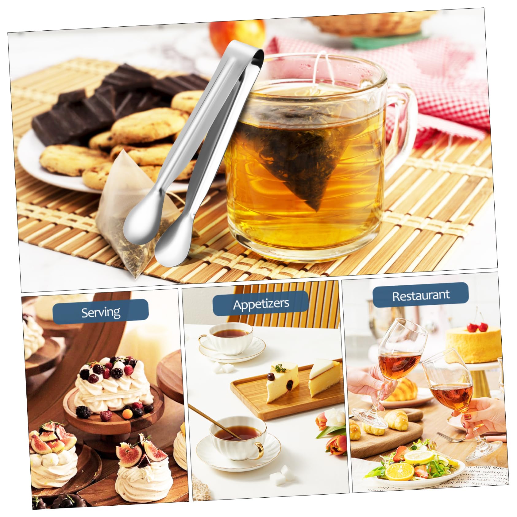 VILLCASE 18Pcs Mini Serving Tongs Tongs for Appetizers Salad Ice and Sugar Cubes Comfortable Grip and Easy to Clean Versatile Kitchen Utensils