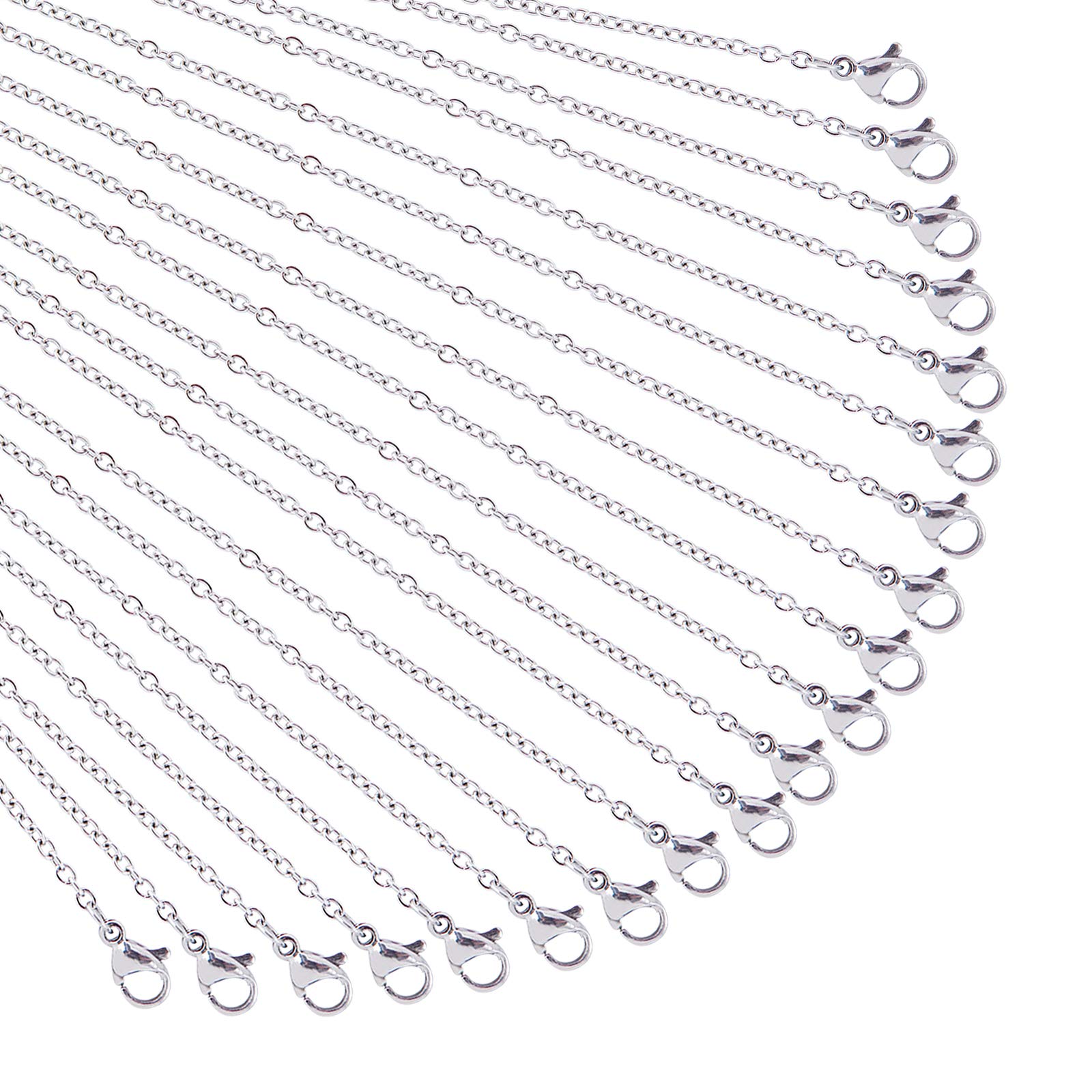 12 Pcs Chaînes En Acier Inoxydable 45-60.5cm - Colliers DIY Avec Fermoirs Mousquetons
