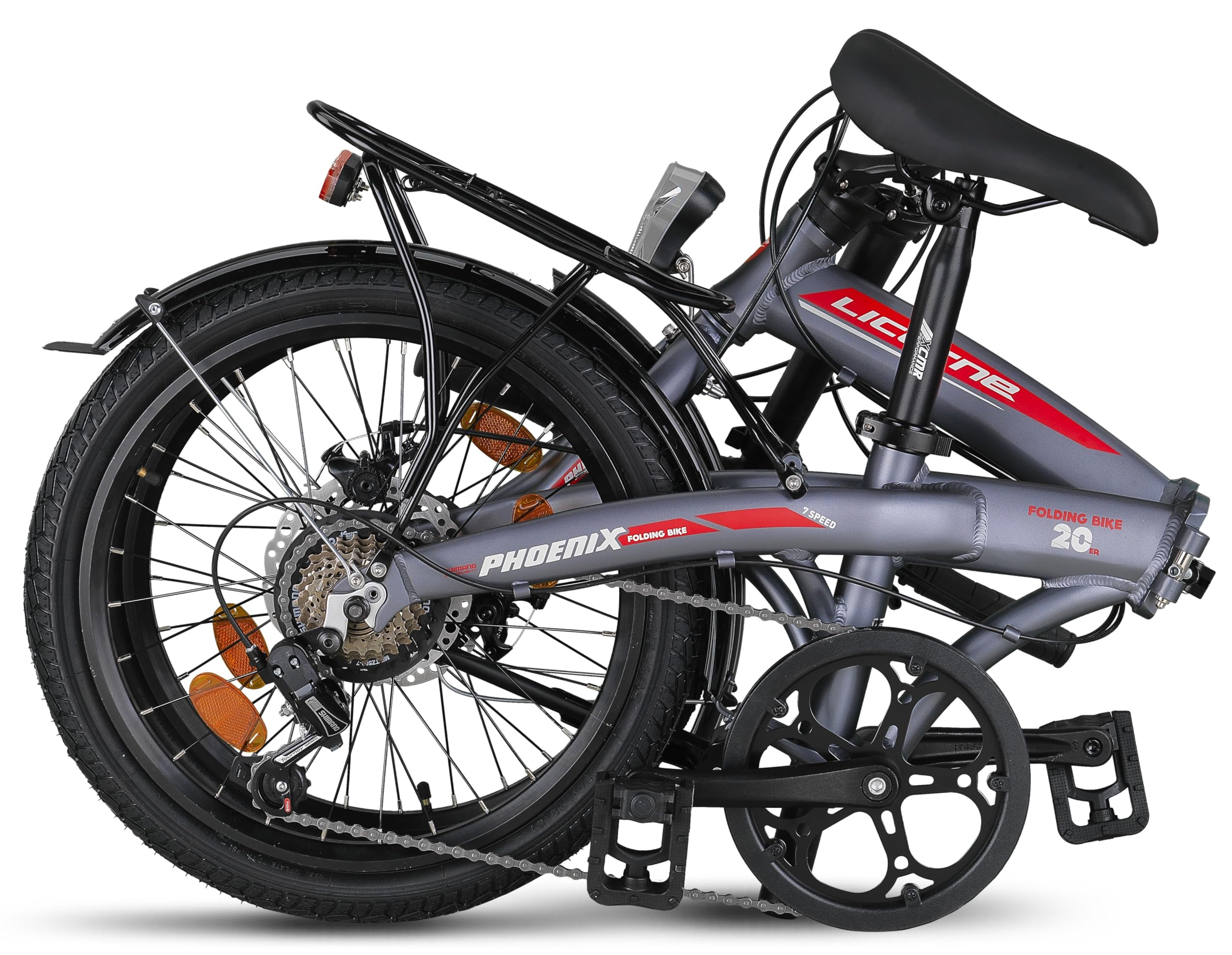 Licorne Bike Phoenix 2D, bicicleta plegable de aluminio, 20 pulgadas, freno de disco, freno de disco, bicicleta plegable para hombre y mujer, 7 marchas, cambio de cadena, bicicleta de ciudad, StVZO