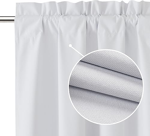 Miniatura 1 de OVZME Rhea - Cortinas blancas 100 % opacas de 45 pulgadas de largo para ventanas pequeñas, cortinas blancas para tratamiento de ventana, aislamiento