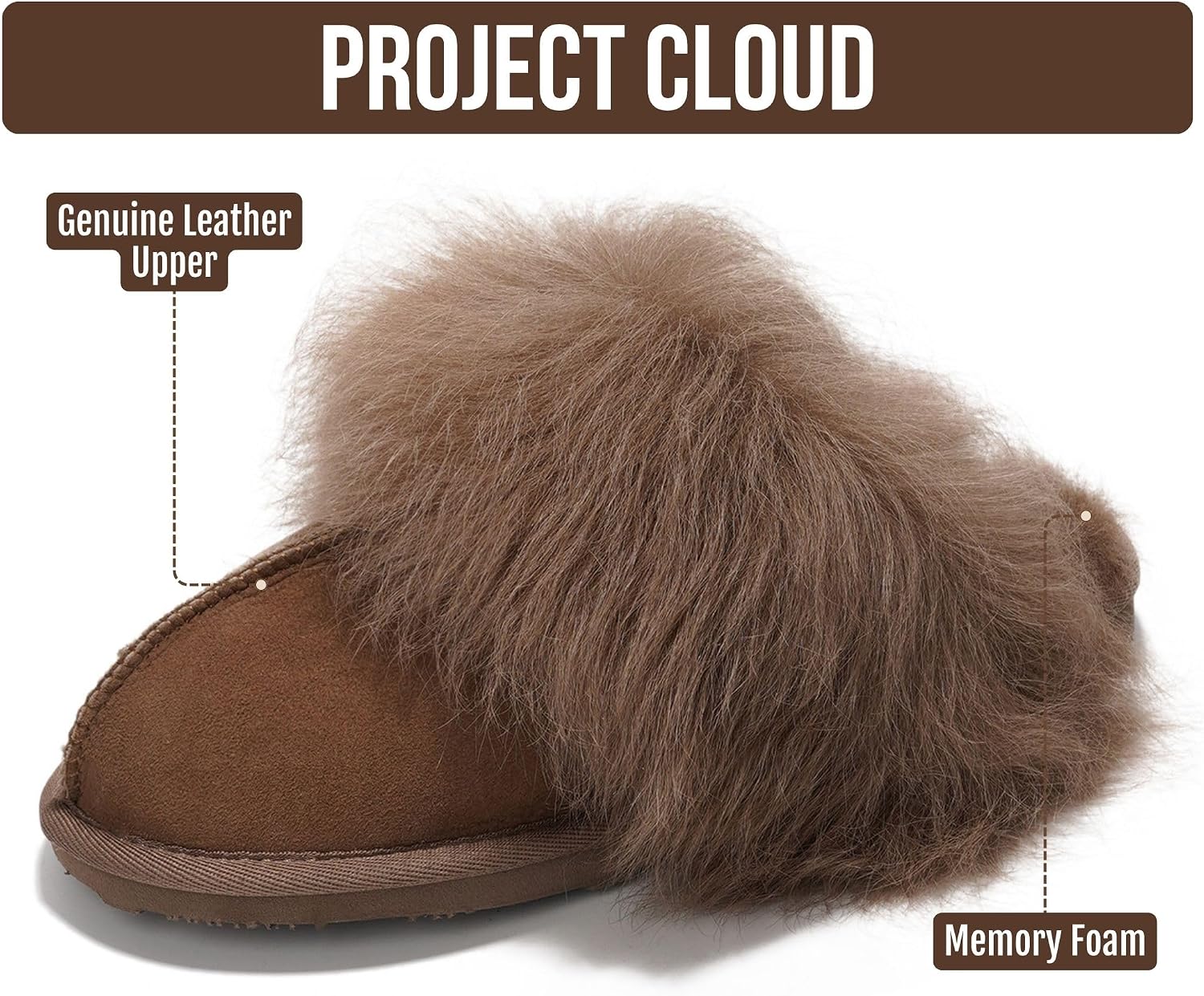 100% Genuine Leather Womens Natural Fur-Lined Clog Slippers for Women thumbnail