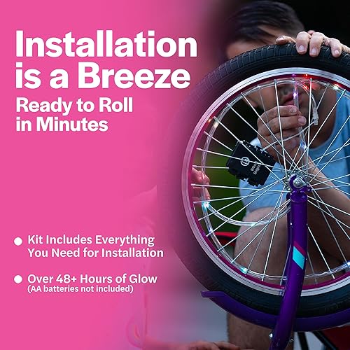 Vista 32 de Wheelbrightz - Luces LED para rueda de bicicleta, brillantes y coloridas - Se adaptan a neumáticos delanteros o traseros - Tubo resistente a la Verde